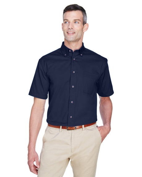 Harriton Men's Easy Blend? Short-Sleeve Twill Shirt with Stain-Release