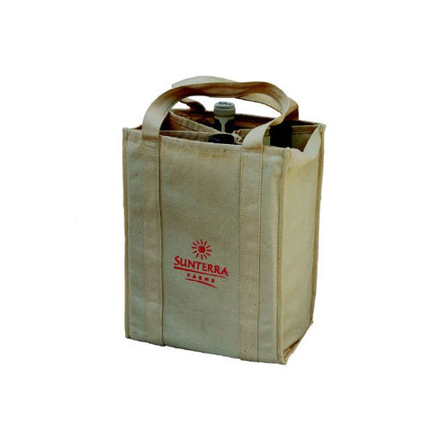 Cotton 4-Bottle Wine Tote Bag