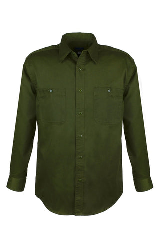 Men's Cotton Blend Twill Long Sleeve Shirts (GREEN) (XS-5XL)