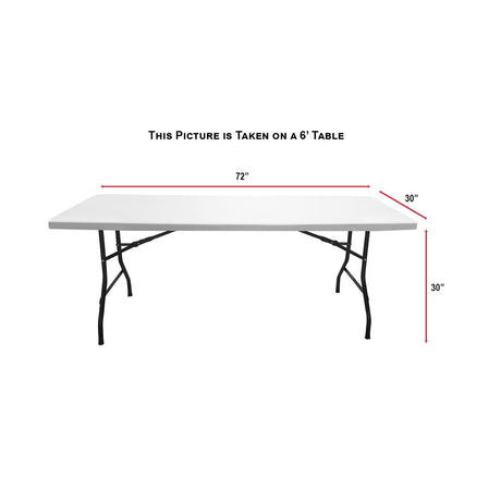 72 Hr Fast Ship - Sublimated PREMIUM Cloth for 6' Table, Drape Style, Open Back, Rounded Corners