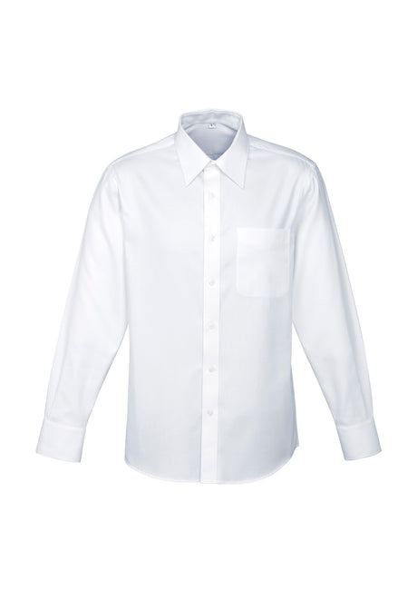 Luxe 100% Cotton Mini Herringbone Men's Long Sleeve Shirt