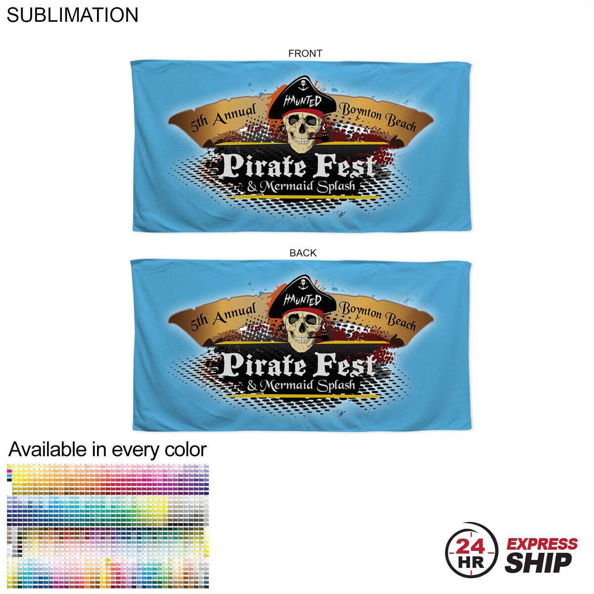 24Hr Express - Absorbent Microfiber Dri-Lite Terry Beach, Shower Towel, 30x60, Sublimated 2 sides