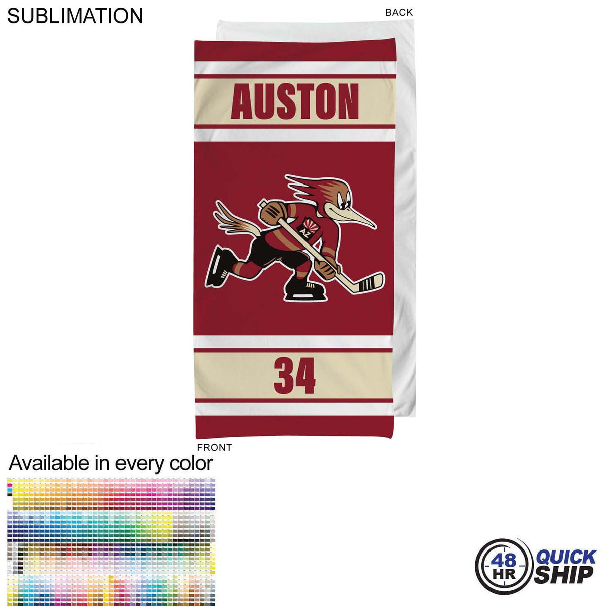 48 Hr Quick Ship - Team Towel in HEAVIEST Plush and Soft Velour Terry Cotton Blend, 30x60