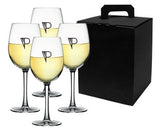 ~Arlington 16oz crystalline stemmed wine glass S/4 in a Noir black gift box