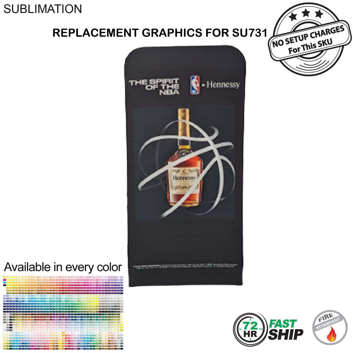 72 Hr Fast Ship - Replacement Full Color Graphics Double Sided for 3'W x 78"H EuroFit Straight Wall