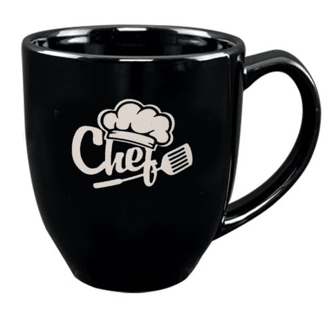 Bistro 16oz black mug - Etched