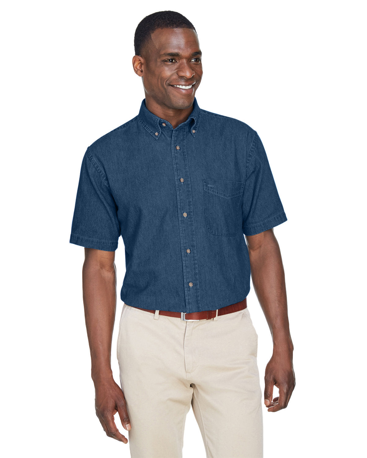 Harriton Men's 6.5 oz. Short-Sleeve Denim Shirt