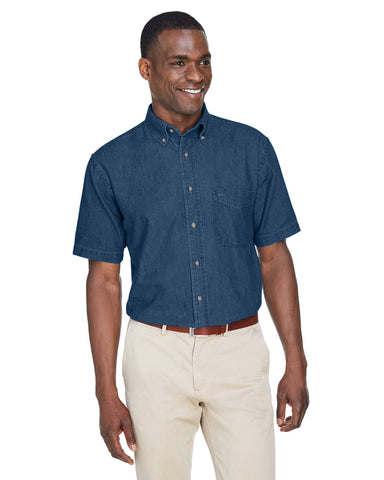 Harriton Men's 6.5 oz. Short-Sleeve Denim Shirt