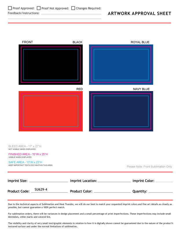 48 Hr Quick Ship - Plush Velour Terry Cotton Blend Colored Hand, Fitness Towel, 15x25, Sublimated