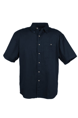Men's 100% Cotton Twill Short Sleeve Shirt (Navy Blue) (XS-5XL)