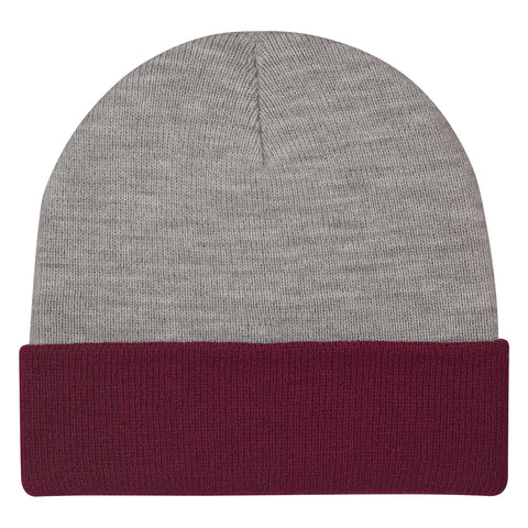 Two-Tone Knit Beanie With Cuff