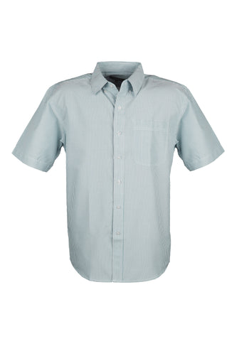 Men's Cotton Blend Oxford Striped Short Sleeve Shirt (Green) (XS-5XL)