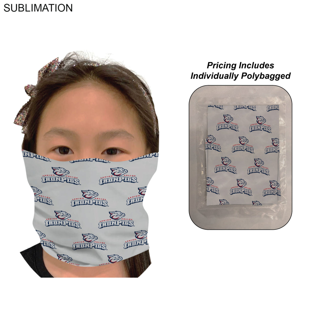 Individually Polybagged Tubular YOUTH Neck Gaiter Facemasks