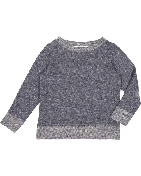 Rabbit Skins Toddler Harborside Melange French Terry Crewneck with Elbow Patches