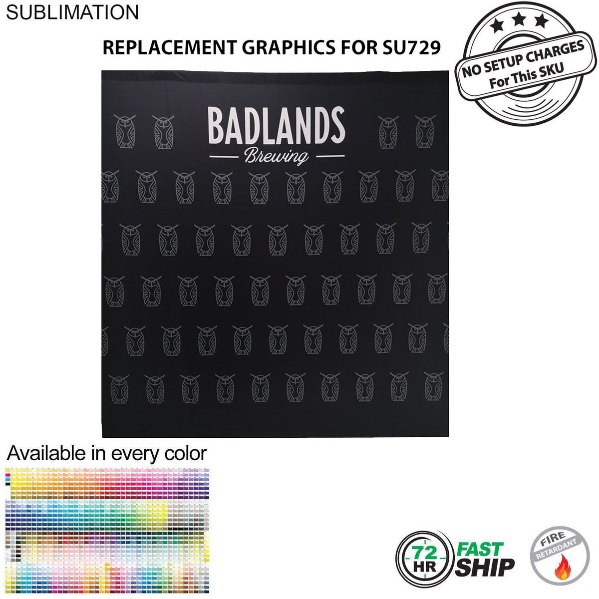 72 Hr Fast Ship - Replacement Full Color Graphics for 8' Display, Media Wall, Backdrop SU729