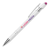 Ellipse Softy White Barrel Pen w/ Stylus - ColorJet
