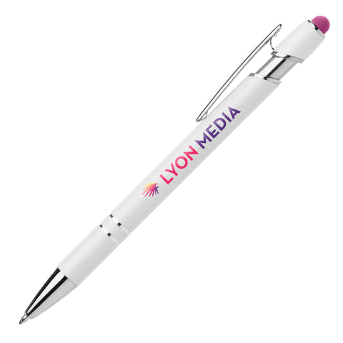Ellipse Softy White Barrel Pen w/ Stylus - ColorJet