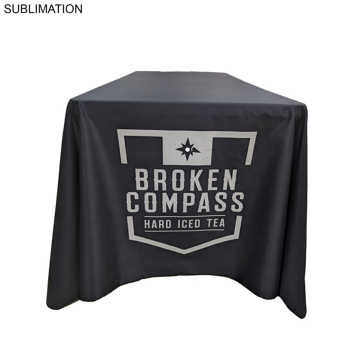 24Hr Express Ship - Sublimated PREMIUM Cloth for 6' table, Drape style, Closed Back, Rounded Corners