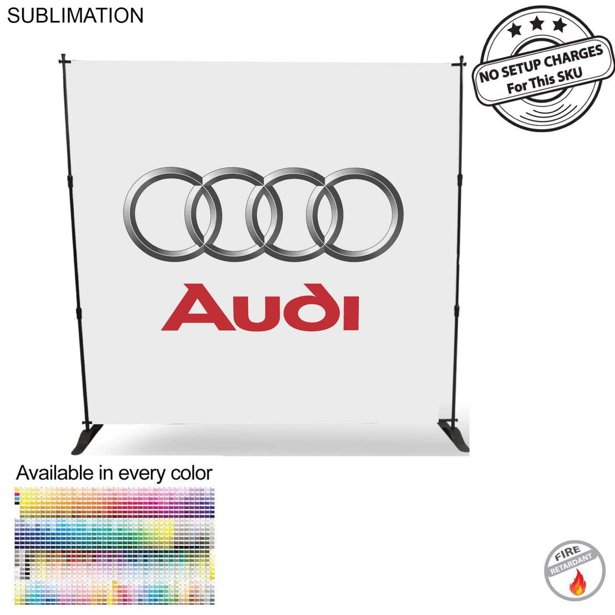 Product Branding 8' Backdrop, Media Wall, with Full Color Graphics, Photos, NO SETUP CHARGE