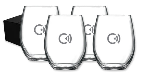 ~Veranda 17oz stemless wine S/4 in Midnight gift box