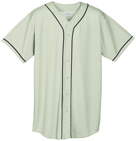 Wicking Mesh Button Front Jersey with Braid Trim