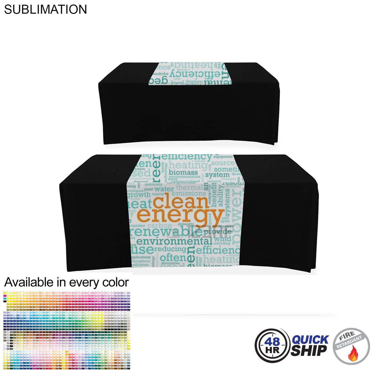 48 Hr Quick Ship - Sublimated Table Runner, 30x60, Covers Front and To ...