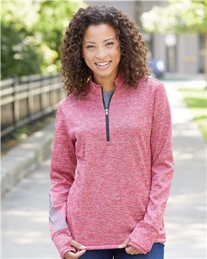 Adidas Women's Brushed Terry Heathered Quarter Zip Pullover