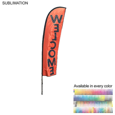 10' Small Feather Flag Kit, Full Color Graphics Double Sided, Outdoor Spike base and Bag Included