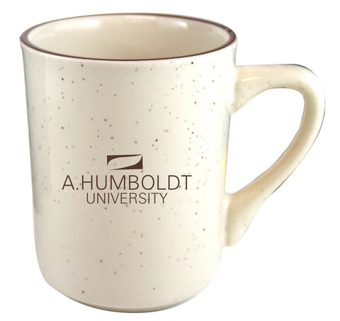 Chester 8.5oz cream colour vitrified ceramic mug with brown speckles and rim