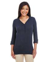 DEVON AND JONES Ladies' Perfect Fit? Y-Placket Convertible Sleeve Knit Top