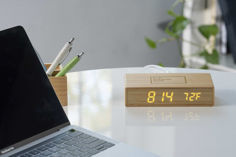 Bamboo Wireless Charging Desk Clock