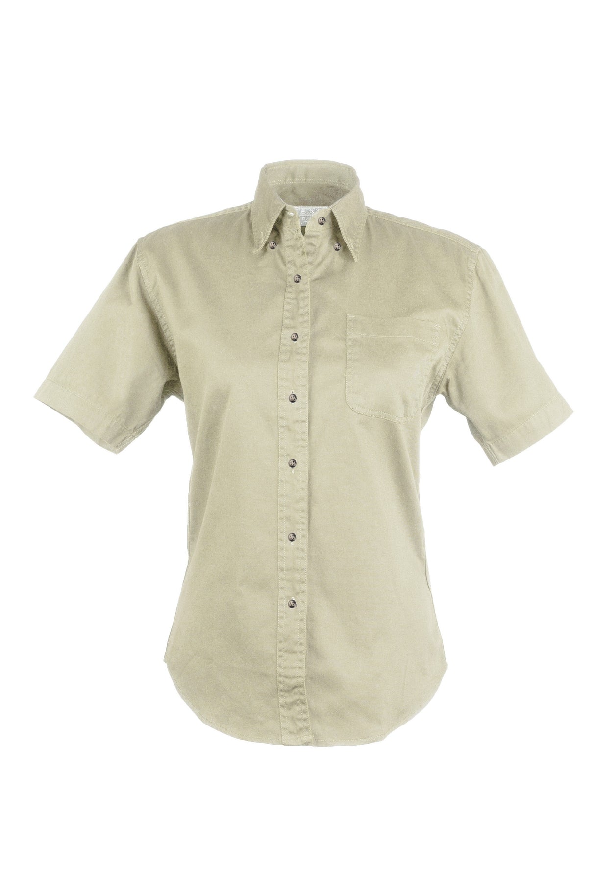 Ladies 100% Cotton Twill Short Sleeve Shirt (Stone) (XS-3XL)