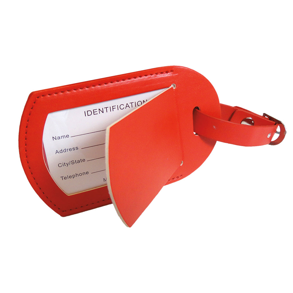 Vegan Leather Red Luggage Tag