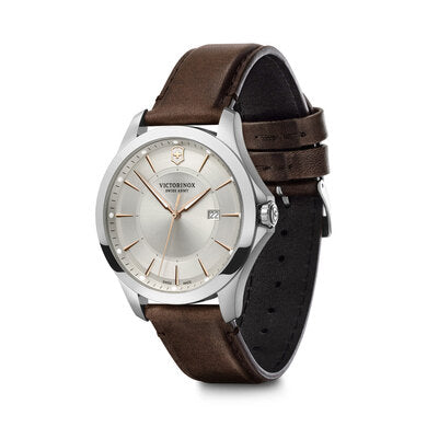 Alliance Silver Dial Watch w/Brown Leather Strap