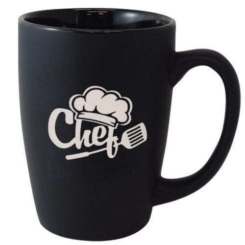 Houston 16oz matte black ceramic mug - Etched