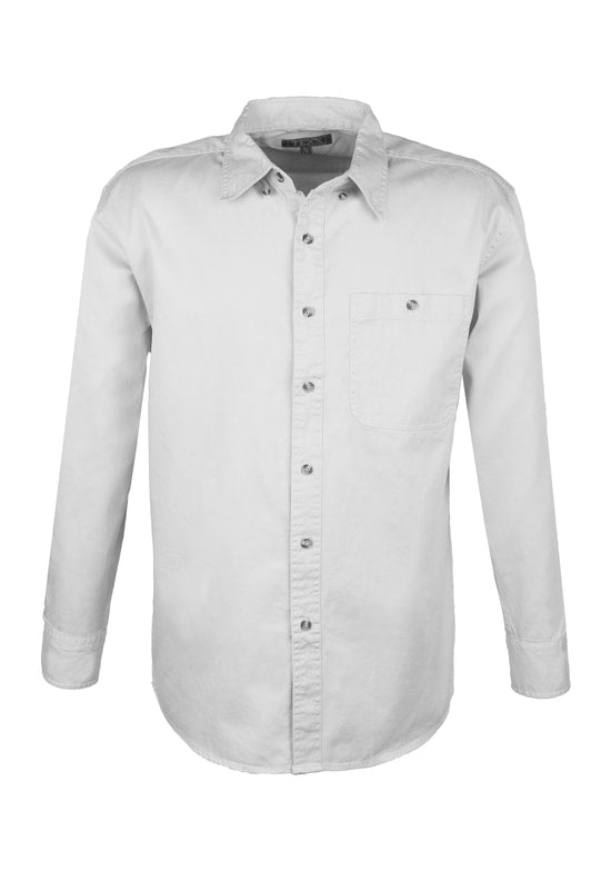 Men's 100% Cotton Twill Long Sleeve Shirt (WHITE) (XS-5XL)