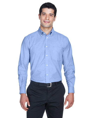Harriton Men's Long-Sleeve Oxford with Stain-Release