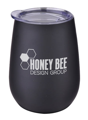 Nassau 10oz stainless steel tumbler with clear lid black satin finish