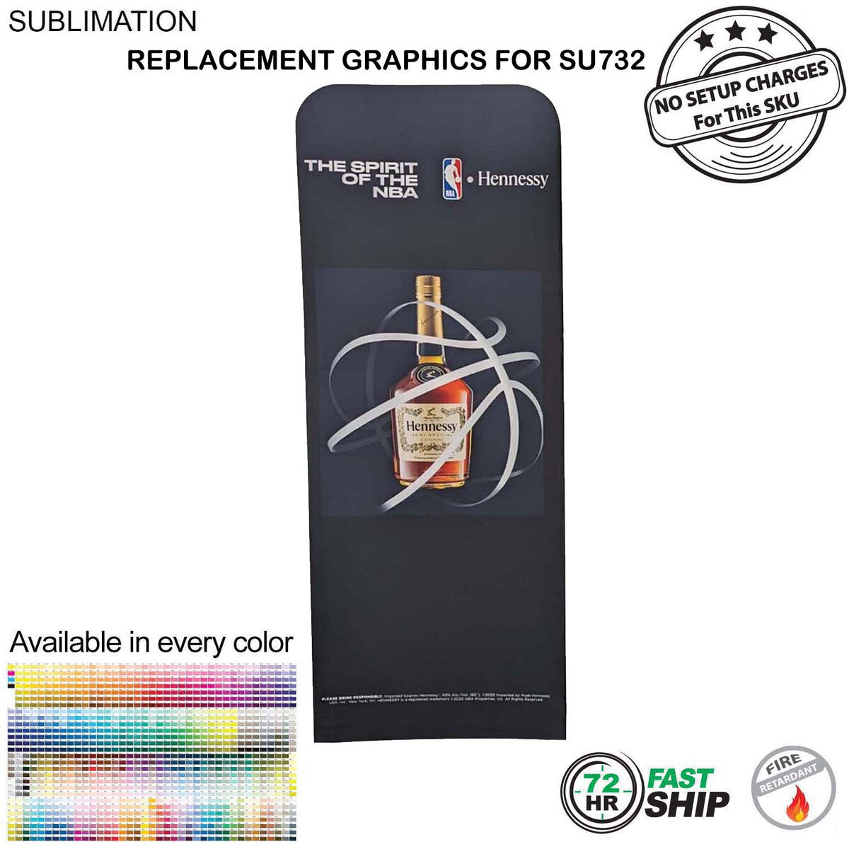 72 Hr Fast Ship - Replacement Full Color Graphics Double Sided for 3'W x 96"H EuroFit Straight Wall