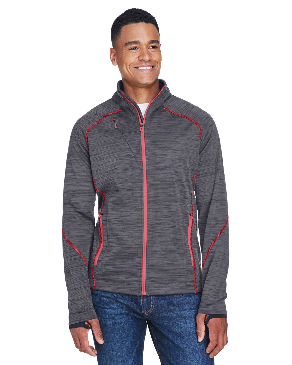 000188 NORTH END SPORT RED Men's Flux Mélange Bonded Fleece Jacket