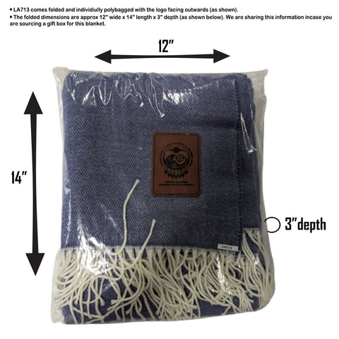 48 Hr Quick Ship - Denim Beachy Cottage Blanket, 50x60, with Lasered logo patch, NO SETUP CHARGE
