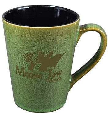 Dublin 15oz 2tone green/black mug in Ripple brown Gift box