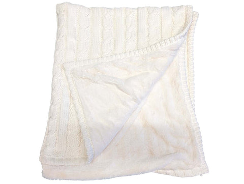 24Hr Express Ship - Premium Cable Knit Cotton Throw, 50x60, with Sublimated Ribbon, NO SETUP CHARGE