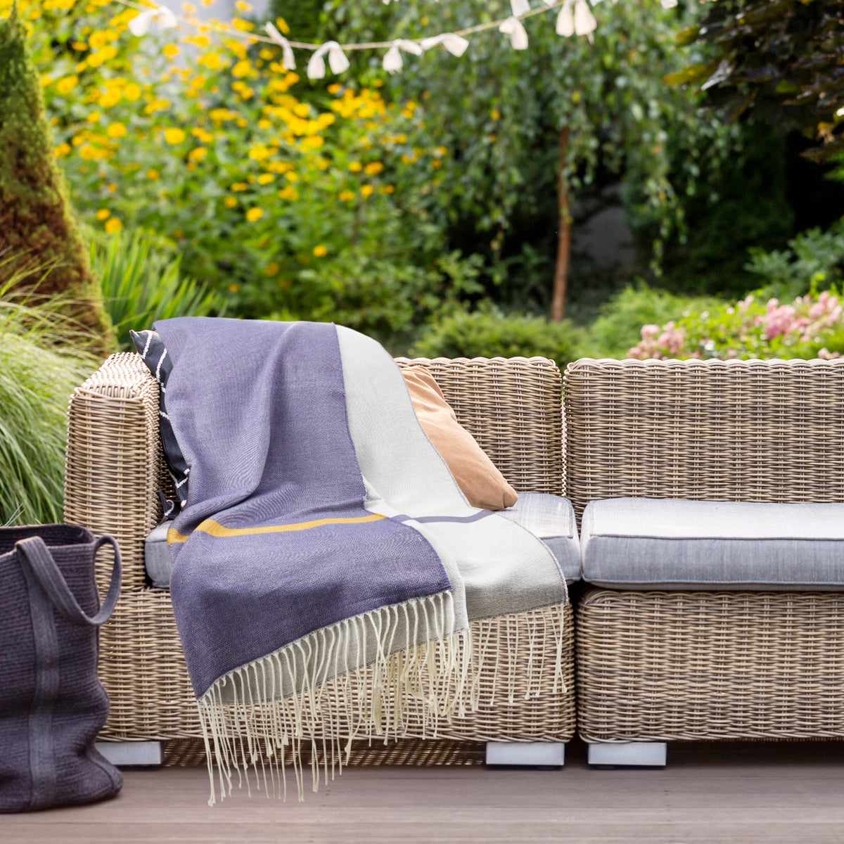 24 Hr Express Ship - Denim Beachy Cottage Blanket, 50x60, with Lasered logo patch, NO SETUP CHARGE