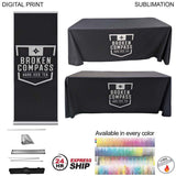 24Hr Express Ship Deluxe Tradeshow Package, Deluxe Retractable Banner+ Premium Sublimated tablecloth