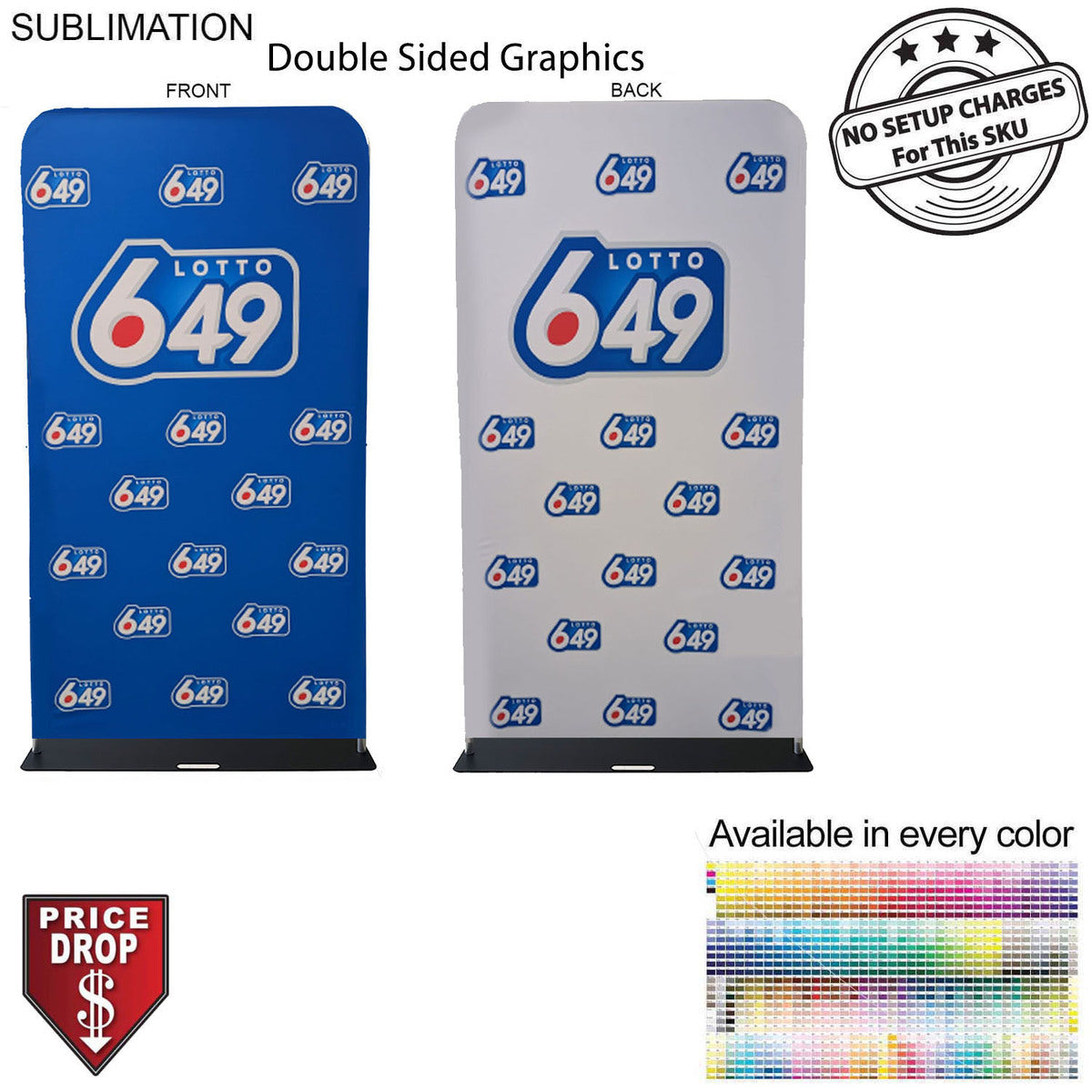 4'W x 90"H EuroFit Banner with Steel Base, Full Color Graphics Double Sided, NO SETUP CHARGE