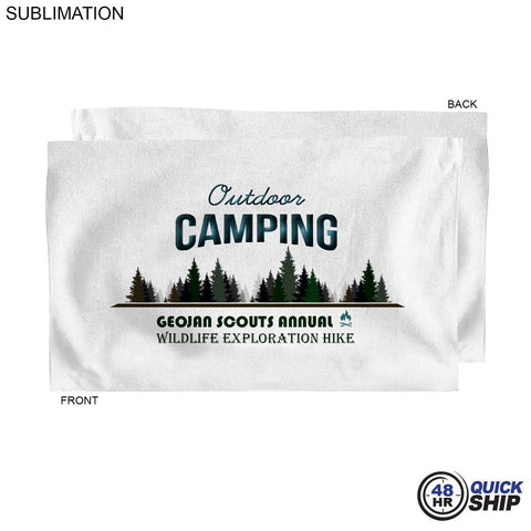 48Hr Quick Ship - Microfiber Dri-lite Terry Sports, Hand, Gym White Towel, 15x25, Sublimated