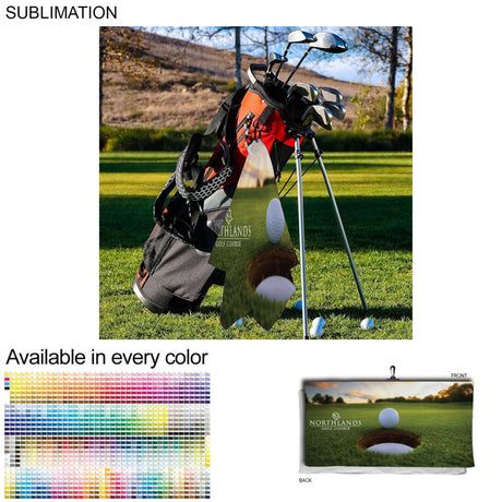 48 Hr Quick Ship - Oversized Golf Towel in Microfiber Terry, 30x60, with Black Hook, Sublimated
