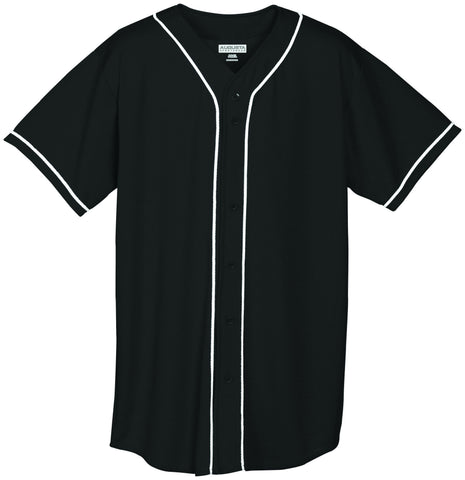 Wicking Mesh Button Front Jersey with Braid Trim