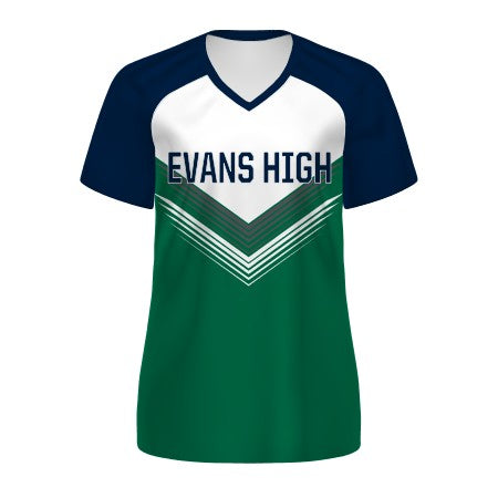 Holloway Ladies' Navy Blue Sleeve Freestyle Semi-Sublimated Raglan Tee